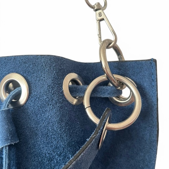 Borse In Pelle Genuine Italian Leather Bucket Purse Removable Strap Hobo Bag - Picture 6 of 16